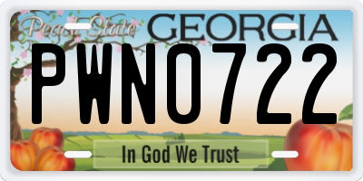 GA license plate PWN0722