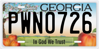 GA license plate PWN0726