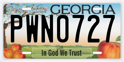 GA license plate PWN0727