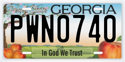 GA license plate PWN0740