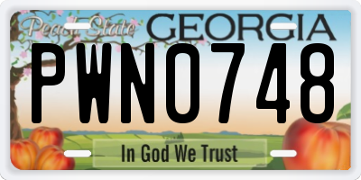 GA license plate PWN0748