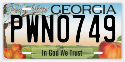 GA license plate PWN0749