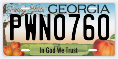 GA license plate PWN0760