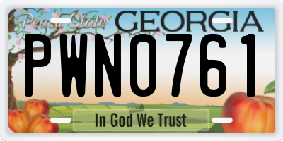 GA license plate PWN0761