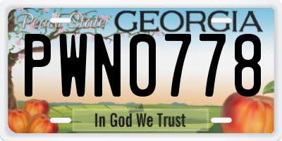 GA license plate PWN0778