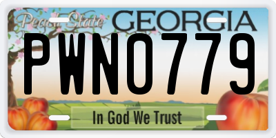 GA license plate PWN0779