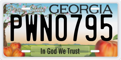 GA license plate PWN0795