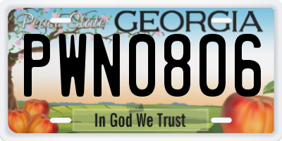 GA license plate PWN0806
