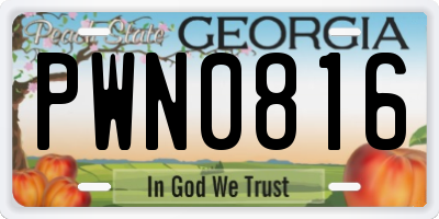 GA license plate PWN0816
