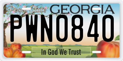 GA license plate PWN0840