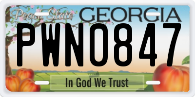 GA license plate PWN0847