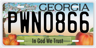 GA license plate PWN0866