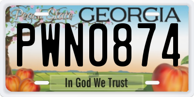 GA license plate PWN0874