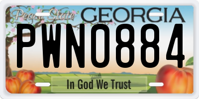 GA license plate PWN0884