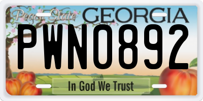 GA license plate PWN0892
