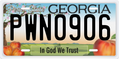 GA license plate PWN0906