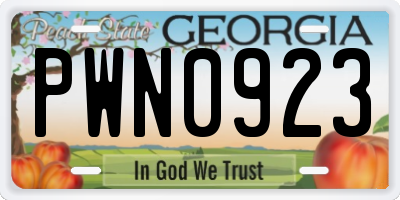 GA license plate PWN0923
