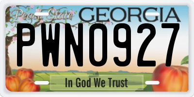 GA license plate PWN0927