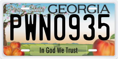 GA license plate PWN0935
