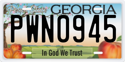 GA license plate PWN0945