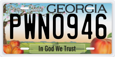 GA license plate PWN0946