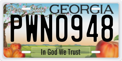 GA license plate PWN0948