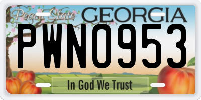 GA license plate PWN0953