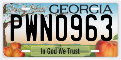 GA license plate PWN0963
