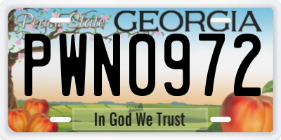 GA license plate PWN0972