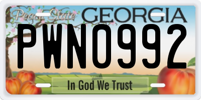 GA license plate PWN0992