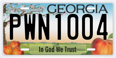 GA license plate PWN1004