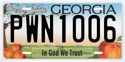 GA license plate PWN1006