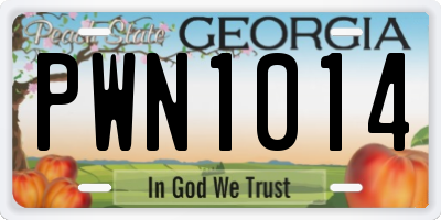 GA license plate PWN1014