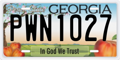 GA license plate PWN1027