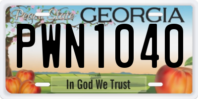 GA license plate PWN1040