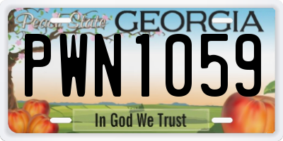 GA license plate PWN1059