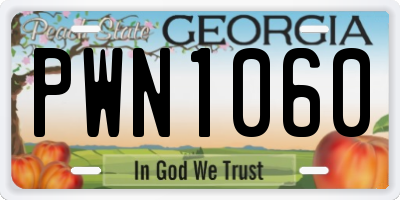 GA license plate PWN1060