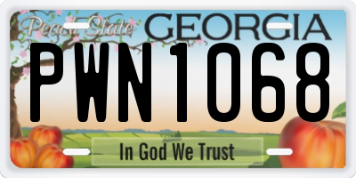 GA license plate PWN1068