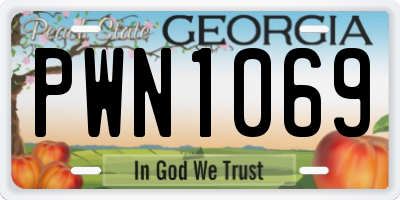 GA license plate PWN1069