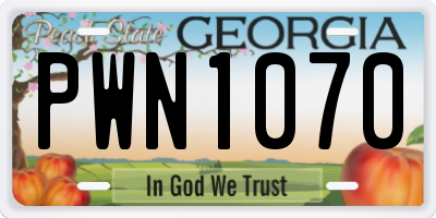GA license plate PWN1070
