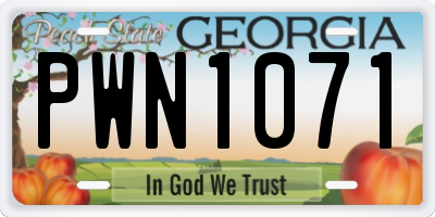 GA license plate PWN1071