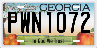 GA license plate PWN1072
