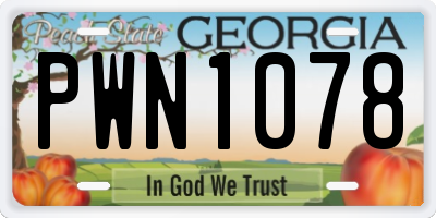 GA license plate PWN1078