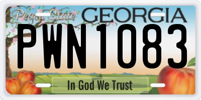 GA license plate PWN1083
