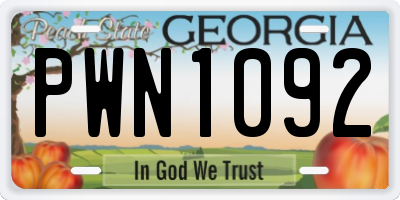 GA license plate PWN1092