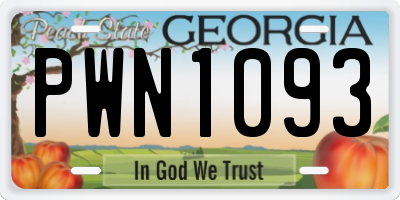 GA license plate PWN1093