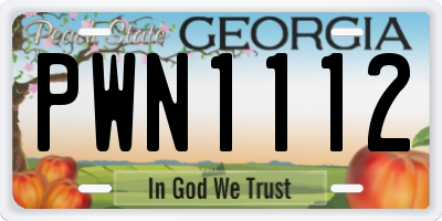 GA license plate PWN1112