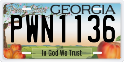 GA license plate PWN1136