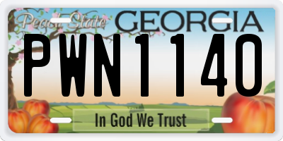 GA license plate PWN1140