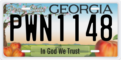 GA license plate PWN1148